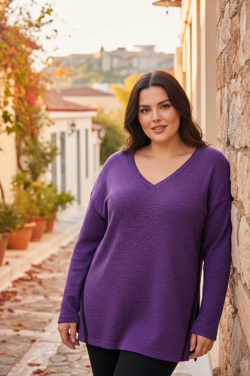 Μπλούζα Πλεχτή με Λεπτομερίες Δαντέλας