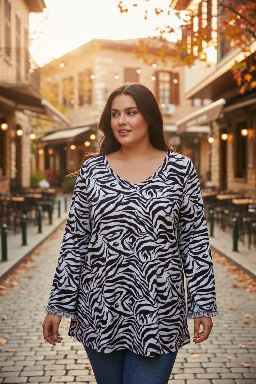 Μπλούζα Πλεχτή "V" Print