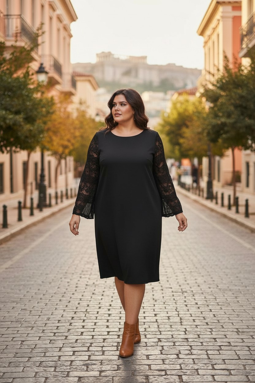 Φόρεμα Με Μανίκια από Δαντέλα