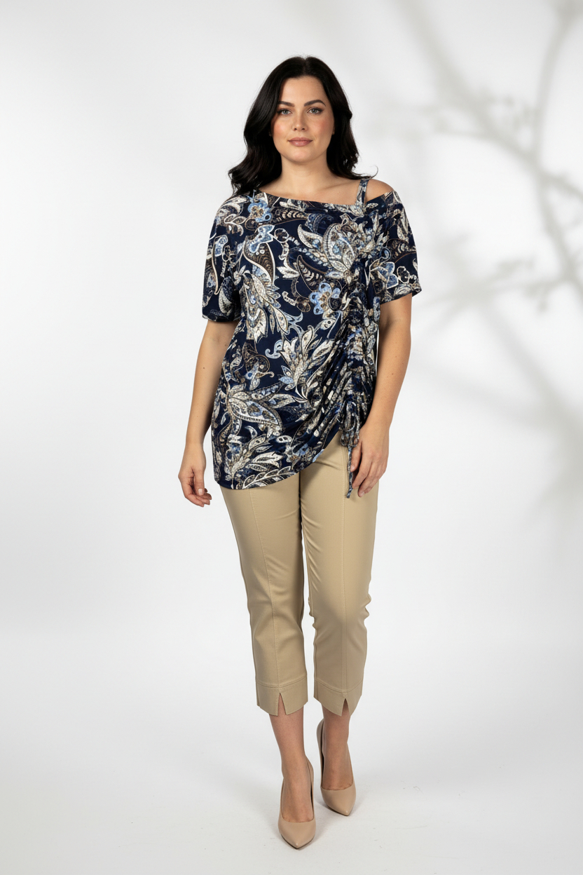 Μπλούζα εμπριμέ με σούρα