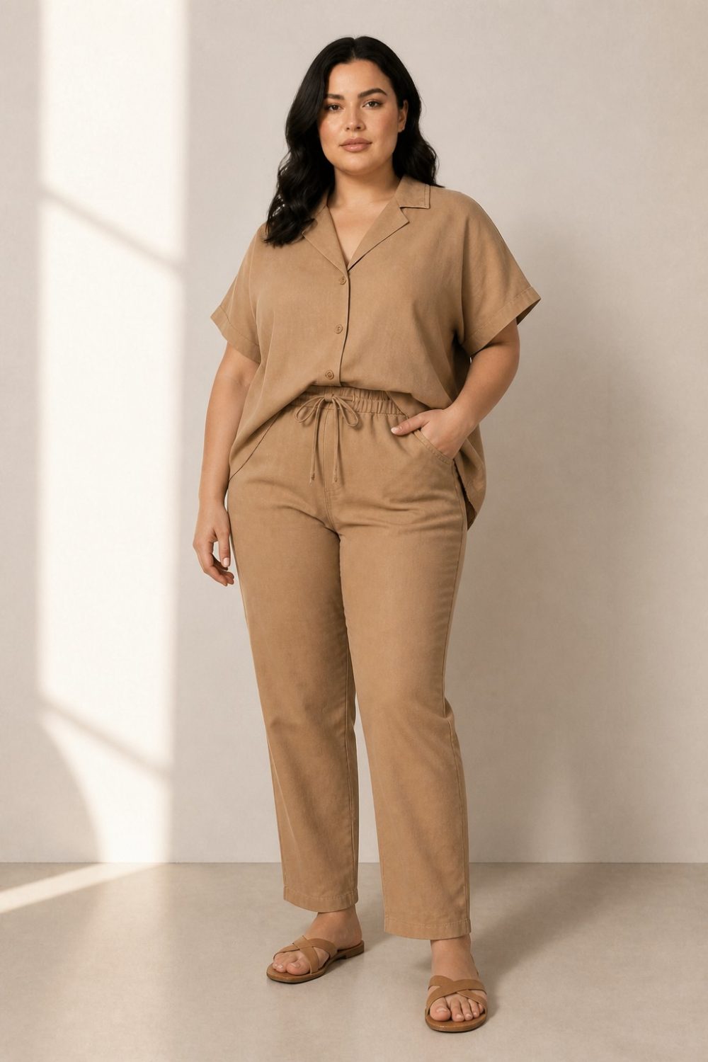 Home Παντελόνι Λινό plus size